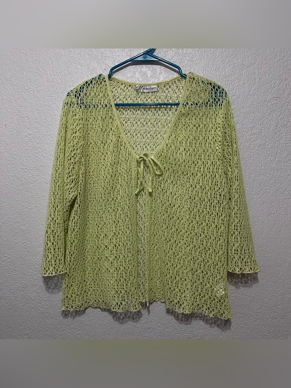 Dressbarn light gree open-knit cardigan with long sleeve size 16W
